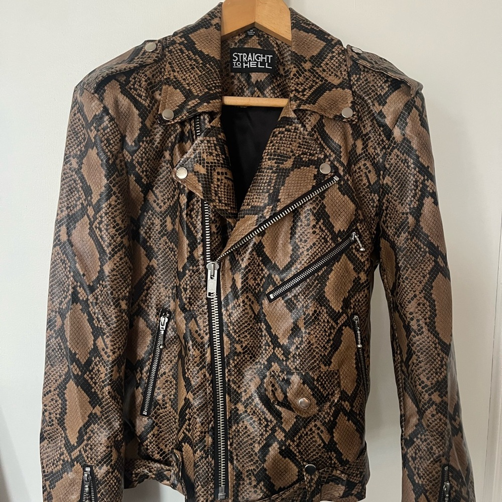 Straight To Hell Snakeskin Commando Leather Jacket